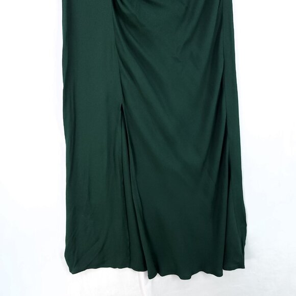 Reformation Frasier Midi Dress 2 Forest Green Leg Slit Short Sleeve Side Button - Picture 14 of 16